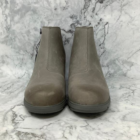 Sorel Size 8.5 Quarry/Sea Salt Evie Zip Leather Wedge Bootie Waterproof P24-13 - Picture 2 of 10